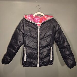 Skea Reversible Down Filled Hooded Puffer Coat, Women's Size US‎ 4, Silver Multi